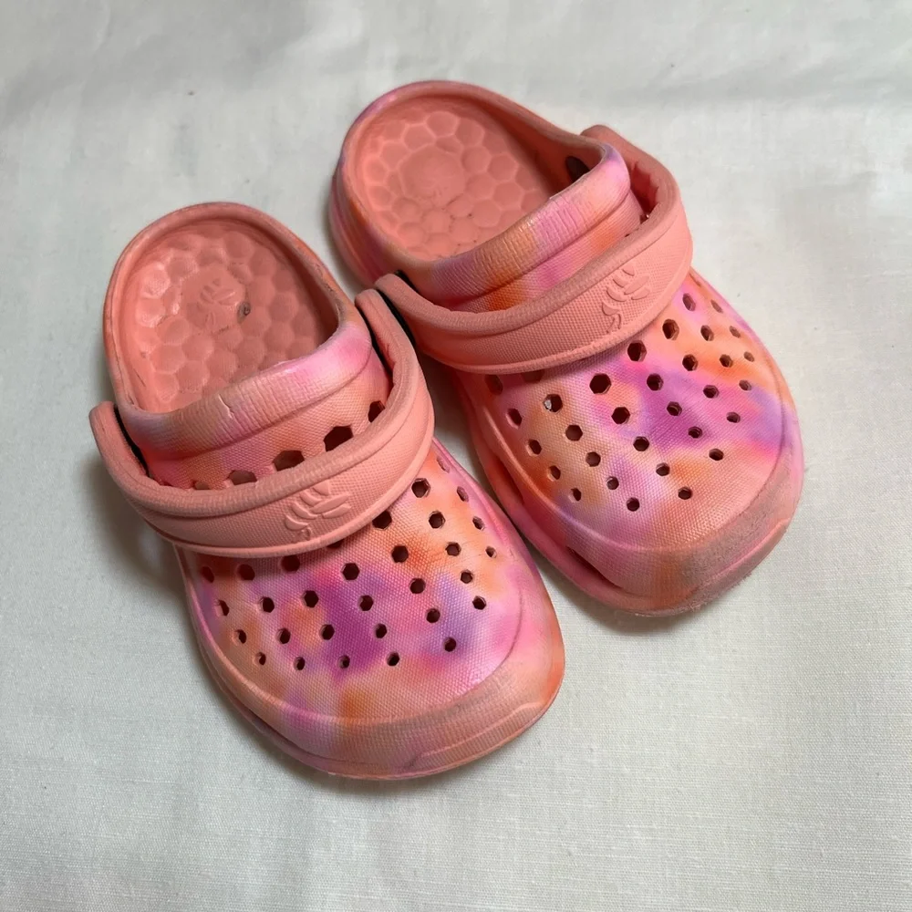 Joy bees Kids' Clogs in Pink and Orange Tie Dye